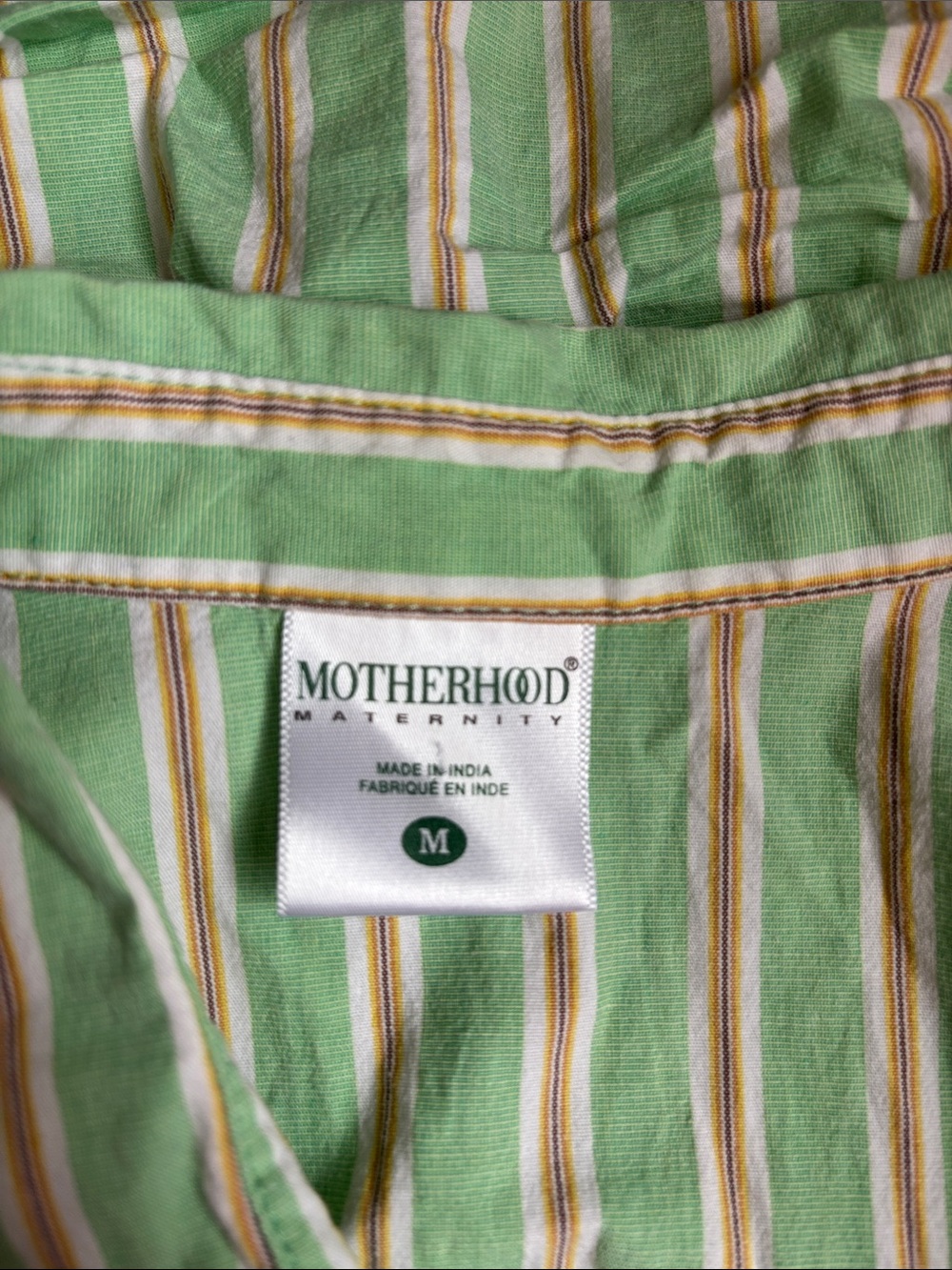 Motherhood Mint, White & Pink Striped Sleeveless Button-Front Top - Picture 2 of 4